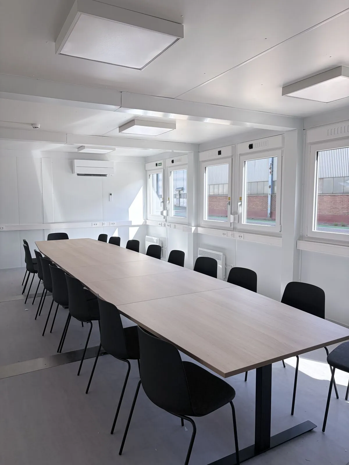 Meeting room inside a delivered modular unit